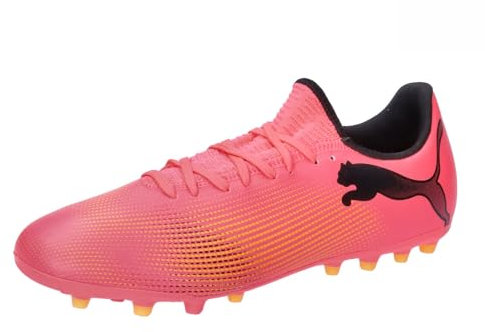 Puma Men Future 7 Play Mg Soccer Shoes, Sunset Glow-Puma Black-Sun Stream, 43 EU