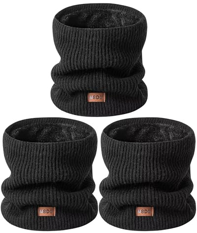 Winter-Halstücher für Herren, 3er-Pack, Halswärmer für Herren und Damen, mit Thermo-Dicke, warmes Fleecefutter, kaltes Wetter, 3 x Schwarz, Einheitsgröße