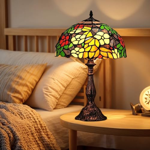 12 Tischlampen Im Tiffany-stil/barocke Schreibtischlampenleuchte, Handgefertigtes Buntglas Und Körper, Europäische Nachttischlampe Im Vintage-stil, Wohnzimmer Mit Pastoralem Akzent(Color:12 flowers)
