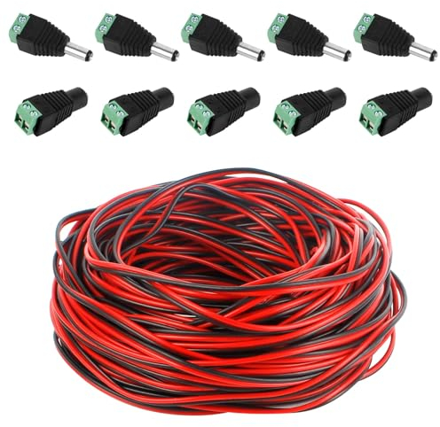 Ticeed 11 Stück 20m 2 Pin LED Verlängerungskabel für SMD-LED-Band und andere 12V-14V Beleuchtung