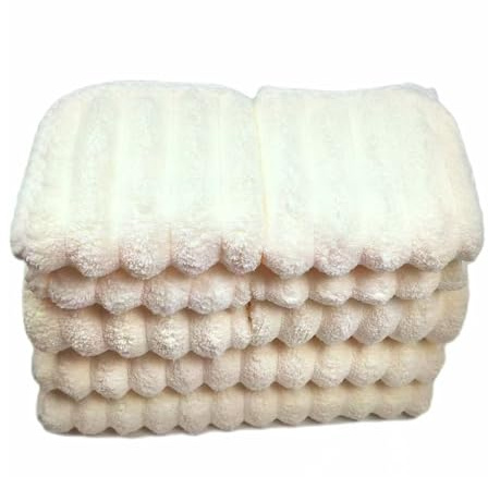 SOFTBATFY Weiche Badetücher Set, Mikrofaser gerippte übergroße Badetücher Extra groß für Badezimmer, Haus, Hotel, Spa, Strand, Pool, Fitnessraum (Beige, 8-Piece Towel Set)