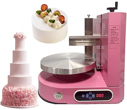 Adjustable Cake Smoother Polisher, Electric cake frosting machine, 4-12 inch Birthday Cake Baking Tools Cream Edge Smoothing Decorating Tools,Pink