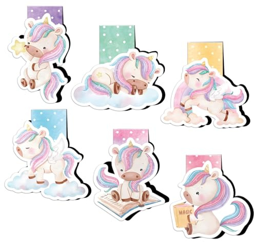 BETESSIN Einhorn Lesezeichen - 6er Set Magnetische Lesezeichen für Kinder - Kleine Geschenke für Mädchen zum Kindergeburtstag, Schulanfang, Einhorn Party, Einschulung uvm.