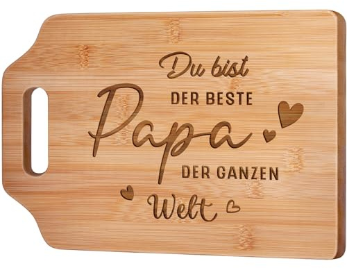 Papa Geschenk, Geschenke für Papa, Bambus Schneidebrett mit Gravur | Gleevara Bester Vater Geschenk der Welt, Geschenk für Papa von Tochter Sohn zum Geburtstag, Weihnachten, Vatertag