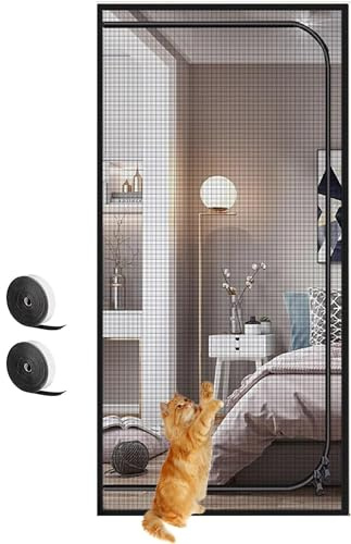 Cat Screen Katzennetz for Balkon 90cm X 220 cm, Haustiere Bildschirm Tür,Katzengitter Tür Katze Kratzfest Katze Mesh Tür Bildschirm for Wohnzimmer,Schlafzimmer,Küche(Size:80x210cm)