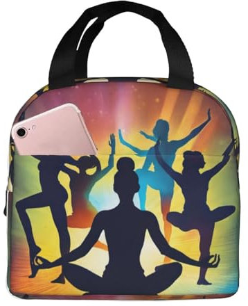 MyPiky Bolsa de almuerzo portátil con estampado de juegos de gimnasia, lonchera aislada, para mujeres y hombres, trabajo, viajes, color negro