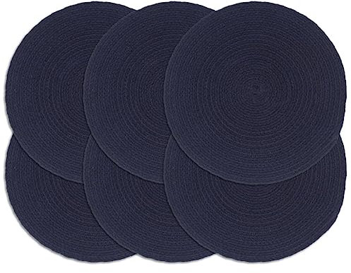 ZEYUAN Mantel Individual 6 uds Liso Redondo algodón Azul Marino 38 cm, Salvamanteles Individuales, Placemat, Salva Manteles - SPU:133851