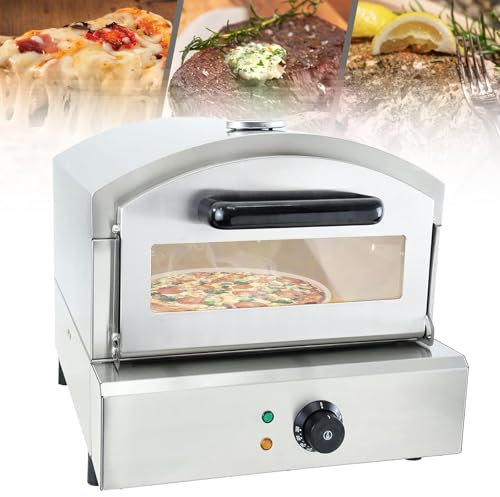 Hlixzoy Forno Elettrico per Pizza Forno Commerciale/per Pizza, Acciaio Inossidabile con Doppio Forno A Gas in Pietra, Portatile da Esterno da 14 Pollici per La Casa