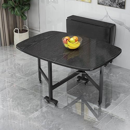 Ausziehbarer klappbarer Esstisch aus Holz, rechteckig, Tropfenblatt-Design, runde Kanten, platzsparend, beweglicher Küchentisch für Wohnzimmer und Esszimmer