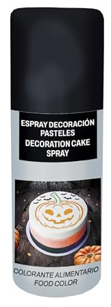 FIESTAS GUIRCA | Spray Décoration Gâteaux Noir (100 ml) - Ustensile de Cuisine pour Décorer Gâteaux et Desserts - Idéal pour Halloween et Fêtes à Thème - Accessoire de Pâtisserie - Noir