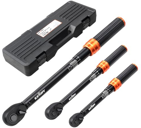 Kerry Set di 3 chiavi dinamometriche a scatto da 1/4 3/8 1/2, precisione del 3% 50-609,6 cm, 1,5-13,7 m, 6-48,8 m, strumento di precisione a doppia scala, strumento di precisione a doppia scala a 72