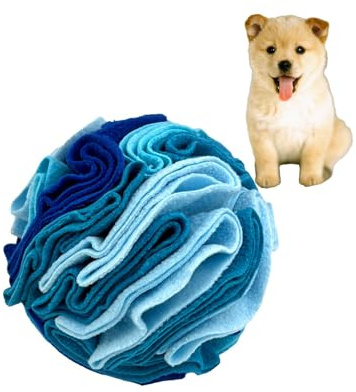 Benixmidart Palla da fiuto per cani, giocattolo interattivo per sniff, arricchimento per cani, palla puzzle per esercizi, sniff training e alimentazione lenta (blu, 15 cm)