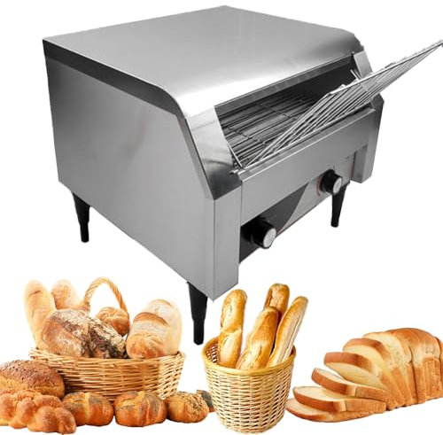 Tostadora Transportadora Tostadora Transportadora De Catering Comercial De Acero Inoxidable Horno Tostador De Superficie Plana Tostadora Profesional con Control De Temperatura De 7 Engranajes,Silver