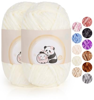 Aeelike 200g Warme Chenille Wolle zum Häkeln, Flauschige Dicke Garn zum Handstricken, Samt Velvet Babywolle zum Stricken, Weich Plüschwolle für Amigurumis Babydecke, Beige