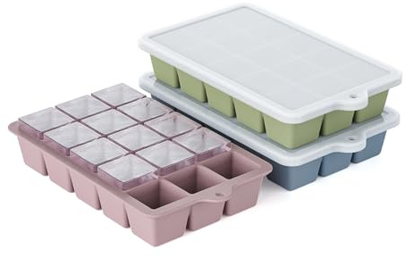 Silicone Ice Cube Tray 3 Pack, HANCELANT Ice Cube Mold, Ice Trays for Freezer with Lid for Whiskey, Baby Food, BPA Free, Easy Release