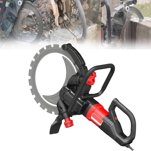 Scie à Béton Électrique Scie Circulaire, Scie à Béton à Rainurer pour Mur, Machine De Découpe De Mur En Béton Portative 8900W, 300 mm, pour Pierre, Mur, Fenêtre En Fer,Brushlessringsaw
