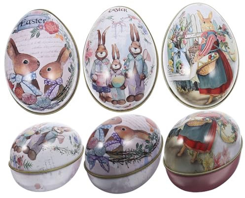 DIYEAH 6 Pezzi Di Di Pasqua Scatola Di Caramelle Caccia Alle Uova Di Pasqua Commestibili Glitter Imbottiture Per Sacchetti Di Pasqua Cartoni Coniglietto Contenitore Di