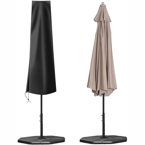 Sonnenschirm Schutzhülle Stab Reißverschluss 210D Oxford Ampelschirm Abdeckung Plane Wetterfeste UV-Anti Winddicht Schneesicher Reißfest, 3m/4m Outdoor Balkons Parasol (26*28*140cm,Straight)