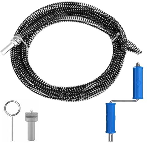 Spirale per la pulizia dei tubi, 5 m, ø 10 mm, a spirale, per la pulizia dei tubi, con adattatore elettrico e manuale, albero di pulizia dei tubi per WC, cucina
