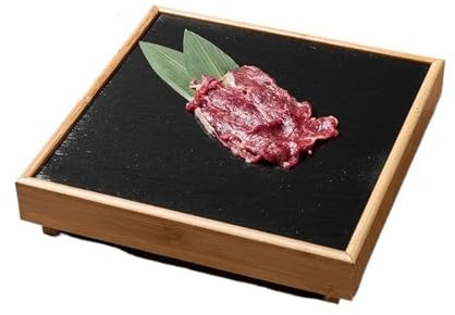 Black Rock Dinner Plate Personality Creative Bamboo Wood Hot Pot Shabu-shabu Plate Barbecue Slate(27cmx27cmx6cm)