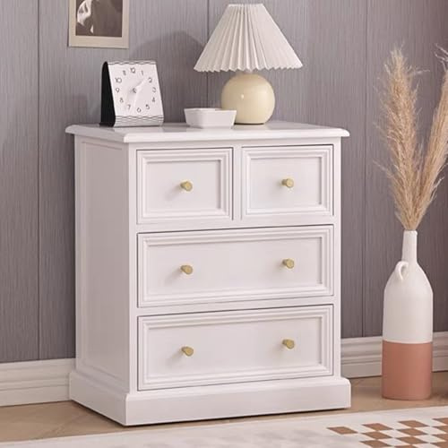 Commode de rangement en bois massif pour chambre à coucher et salon Buffet de style américain en finition noyer beige blanc 58 cm Option incluse