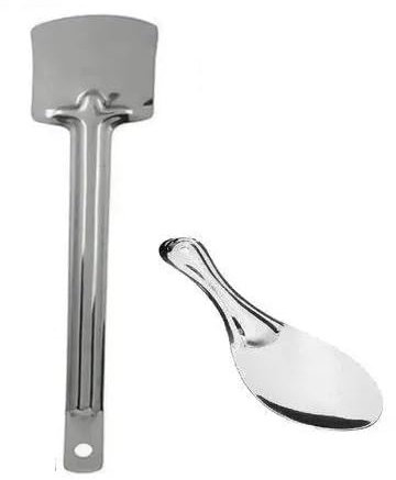 BRACOP® Indian Cooking Spatulas Set Of 2 Pcs Dinner Making Spatula Rice Food Serving Spoons Stainless Steel Spatulas Mini Cookware Dishwasher Safe Kitchen Utensils Different Shape Spatulas Set