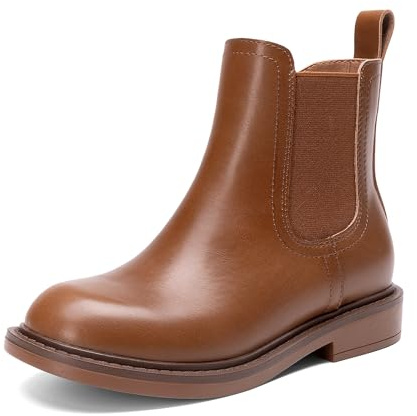 DREAM PAIRS Girls Ankle Boots with Side Zipper Chelsea Booties Low Heels Girl Fashion Shoes for Toddler/Little Kid/Big Kid,Size 1 Big Kid,Tan,KKUMAB2501
