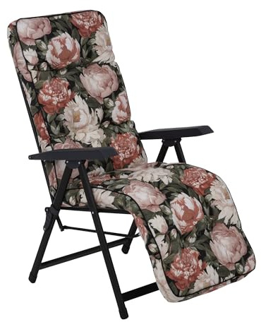 PATIO Gartensessel klappbar mit Auflage Lena Plus verstellbar 28 Positionen bis 110 kg Campingsessel mit Fußablage