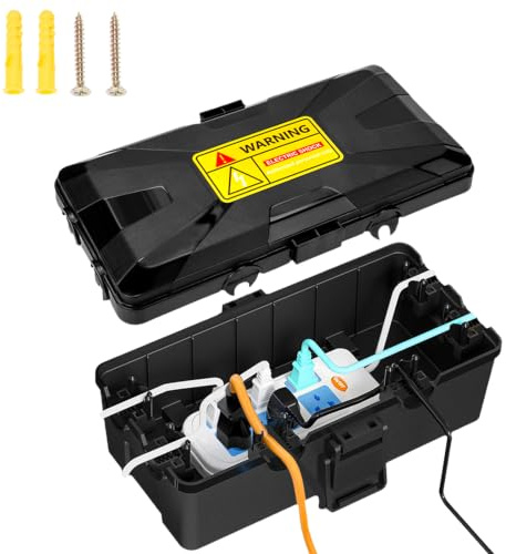 Boîte de protection pour câbles d'extérieur étanche avec 6 passe-câbles - Grande boîte de protection pour multiprises jusqu'à 24 cm - IP54 - Résistant aux intempéries et à la poussière - Pour jardin
