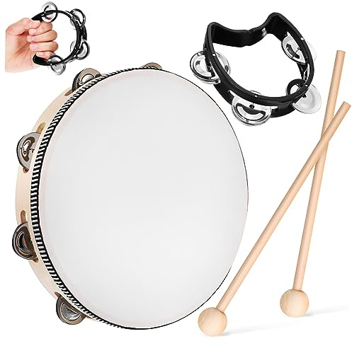 Garneck Tamburin Mit Schlägel Für Erwachsene Handtrommel Musikinstrument Holz Trommelstock Rahmentrommel Percussion-instrument Für Anfänge