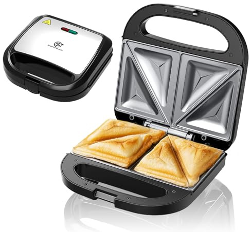 SUPERLEX Mini Sandwich Toaster, 750W 2 Slice Toastie Maker Non-Stick
