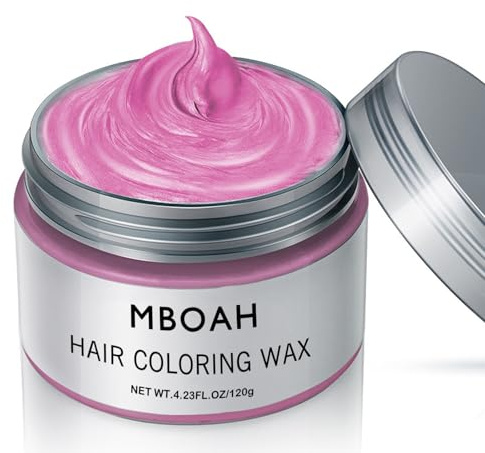 Temporäre Haarfarbe Wachs, Styling Haartone für Männer Frauen, Natürliche Frisur Pomade, Haarfärbemittel Wachs für Party, Cosplay & Halloween 120g (Rosa, 120g)