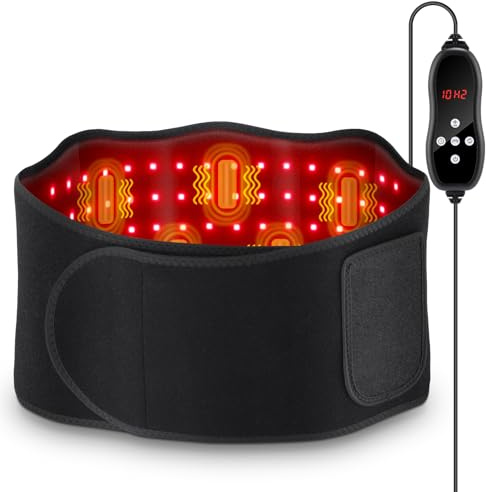 Roter Licht-Massagegürtel, 660nm Rotem Licht & 850nm Nahem Infrarotlicht Taille Umreifungsgurt Mit 6 Zeiteinstellungen, 3 Lichtmodi, 5 Massagestufen Und 2 Stromversorgungsarten, Für Rücken Beine