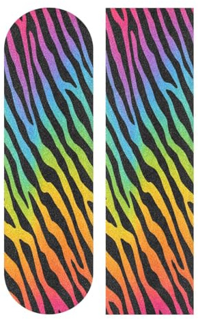 Mnsruu Skateboard-Griptape mit farbigem Zebramuster, rutschfestes Griffband, Schleifpapier, 22,9 x 83,8 cm