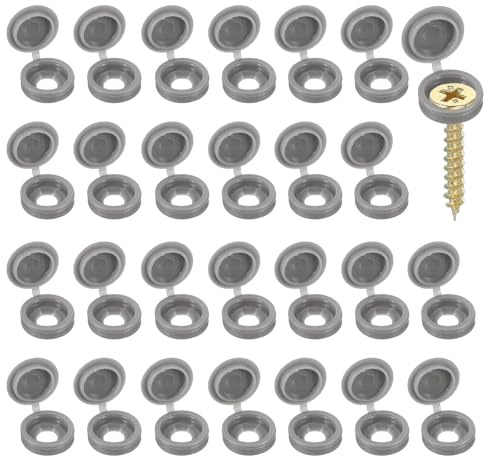 YELARXI Screw Snap Covers, M5 Plastic Hinged Screw Cover Caps Shutter Screws Fold Snap Washer - Fitting for (Windows/Railings/Home Furniture/Cabinets), 5mm & 120 Pack & Medium Grey