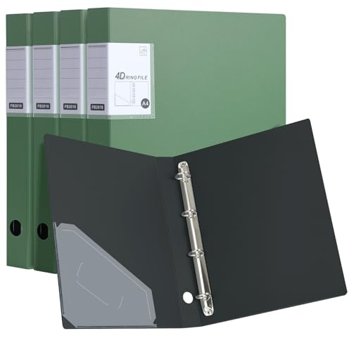 SOYIRI 4 Stück Ringbuch A4,Ringordner mit 4 Ringe,35 mm（Grün）