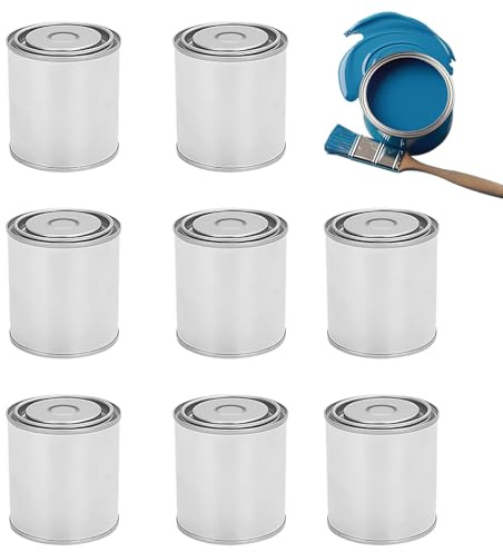 DYHNQE 8 Stück Leer Farbdose, 500ml Blechdose mit Deckel Weißblechdose mit Eindrückdeckel luftdicht Metalldosen Lackdose Rund Aufbewahrungsbehälter für Farbe