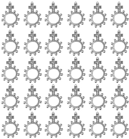 Haodream Religiöses Finger Rosenkranz Set Mit 30-teiligem Kruzifix Gebet Für Taufen Geschenk Für Gäste Christliche Babypartys Finger Rosenkranz