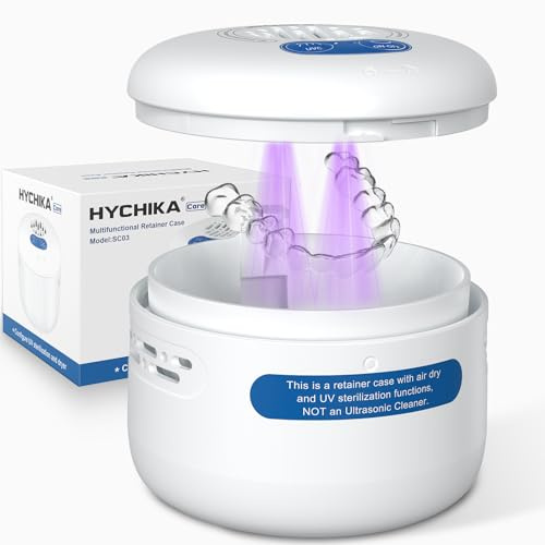 Estuche UV para Prótesis Dentales con Secado por Aire Forzado y Esterilización UV. Ideal para Retenedores, Dentaduras Postizas y Prótesis Dentales,(NO es una máquina de limpieza),Blancas