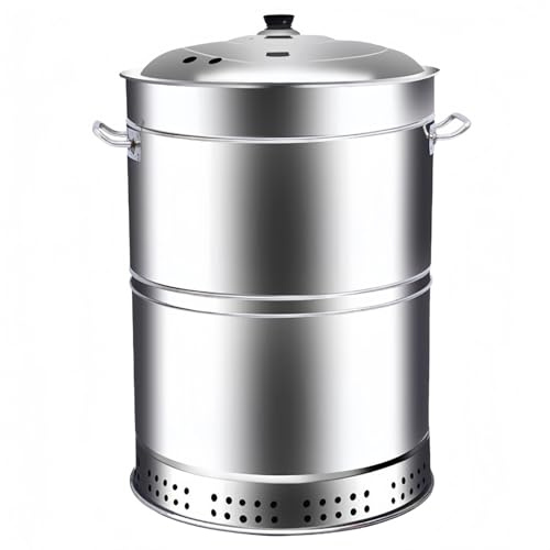 Grill Aus Edelstahl Mit Holzkohlenfass, 360° Rauchfreier Vertikaler Hängeofen Mit Klappbarem Design Und Großer Kapazität, Für Grillen Drinnen, Draußen, Beim Camping Und Im Garten