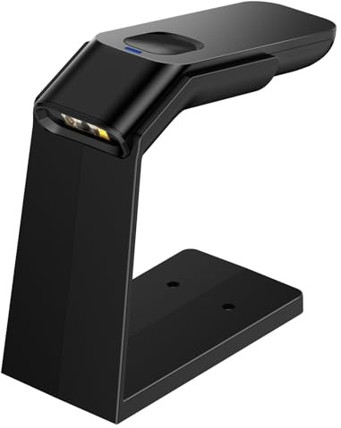 Escáner de código Barras inalámbrico 1D/2D QR con Soporte, escaneo automático Disponible, batería Recargable 1800mA*H para Estudio Comercial