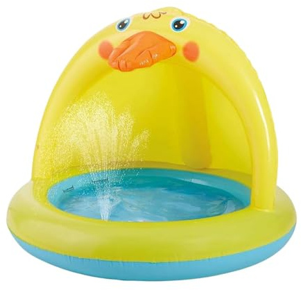 Petite Piscine pour | Pataugeoire Gonflable avec Auvent Et Arroseur,Bac À Eau Jeu Design Canard,pour Extérieur Arrière-Cour Jardin Plage Bord De Mer Intérieur Salle De Bain