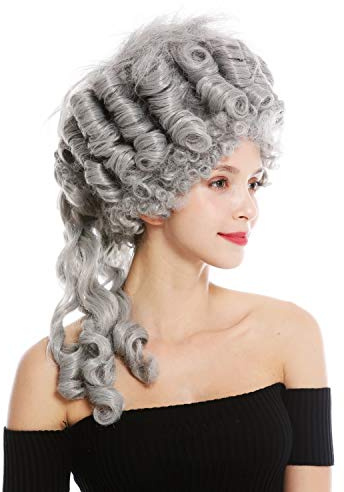 WIG ME UP - 91029-ZA68E Perücke Damen Karneval Fasching Historisch Barock Adel grau Marie Antoinette Pompadour Turmfrisur Beehive 50 cm