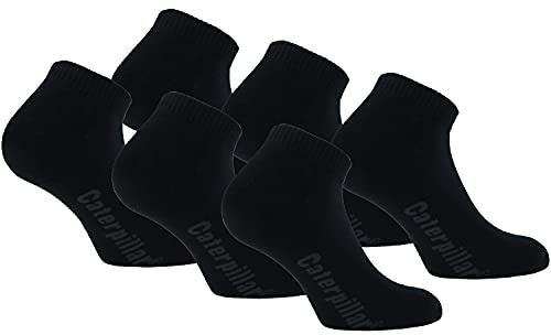 Caterpillar Sport Sneakers 6 Pares Calcetines Deportivos Altura Tobillo, Puño Confortable, Algodón, Suela Acolchada (Negro, 39-42)