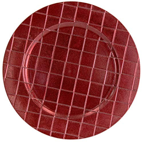 Set di 6 sottopiatti natalizi rotondi da 33 cm, colore: rosso scuro