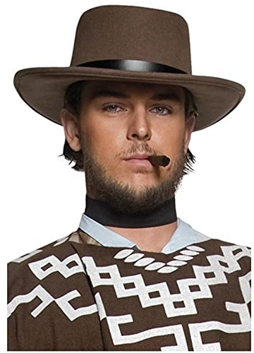 PAPSTAR NEU Authentische Western Räuber Hut, Braun, mit schwarzem Band