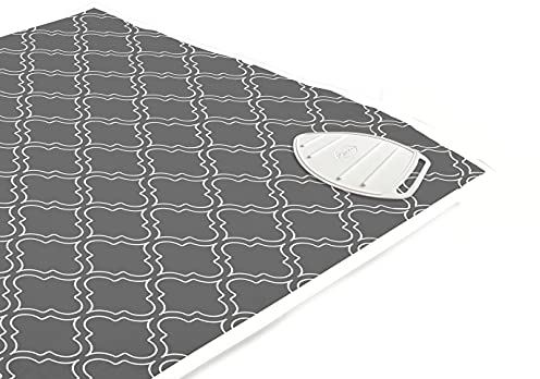 Encasa Homes Ironing Mat/Pad (120 x 70 cm) with 3mm Padding & Silicone Iron Rest for Steam Pressing on Tabletop or Bed - Heat Resistant, Portable, Quilting & Travel Blanket - Grey Tiles