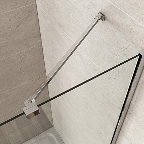 Heilmetz Stabilisateur pour Verre Épaisseur 6-8mm, Support de Verre Orientable à 180°, Barre de Stabilisation de Douche (Argentés)