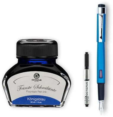 Diplomat Magnum Ägäis Blau Füllhalter-Set, Füllfederhalter im Set mit Schreibtinte und Konverter, Schreibset