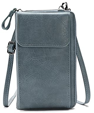 Kememo Kleine Handy Umhängetasche Damen, PU Leder Handytasche zum Umhängen mit Geldbörse Kartenfächer, Crossbody Umhängetaschen Geldbeutel Brieftasche Kleine Tasche, Blau